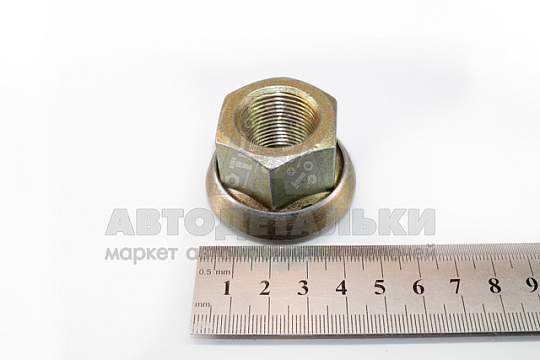 Гайка колесная М22*1,5 (27, ключ 32, прессшайба, открытая, цинк) КАМАЗ-Евро (БелЗАН) (артикул 00356-7174800-009)