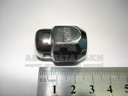 Гайка колесная М12*1,25 (27, ключ 19, конус, закрытая, хром. ШД) (артикул 1206S-19H)