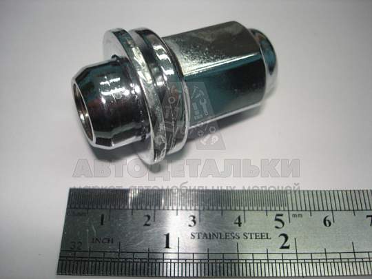 Гайка колесная М12*1,25 (47, ключ 21, прессшайба, закрытая, хром.) (артикул 98-0002-06)