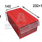 Короб пластиковый С-2 красный/прозрачный (140х232+18*х100) (артикул С-2 кр)